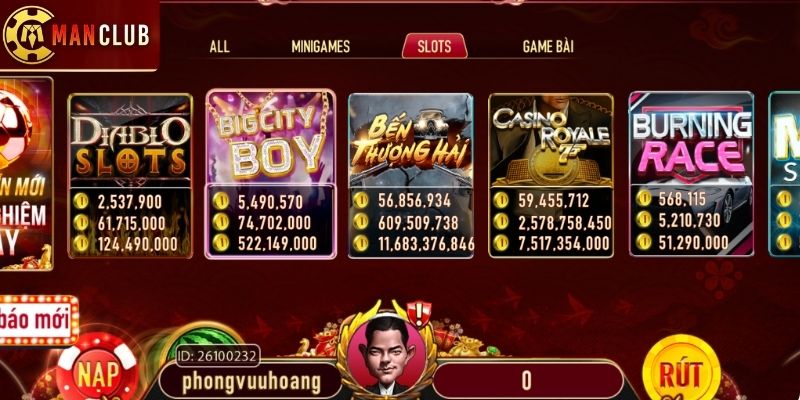 Danh sách các sản phẩm nổ hũ Manclub hấp dẫn