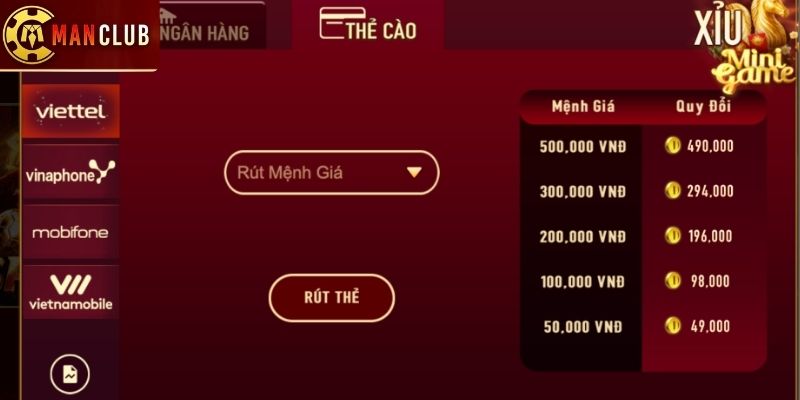 Thao tác nhận thưởng chính xác nhất tại Manclub 